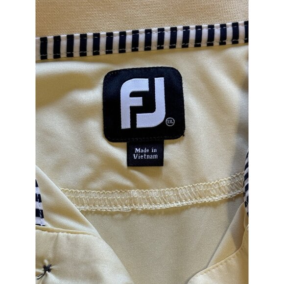 FootJoy Polo Shirt 2XL XXL Yellow Athletic Performance Outdoor Golfer Preppy Men - Picture 5 of 13